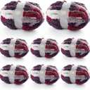 8 Pcs Chunky Yarn for Hand Knitting - Chunky Chenille Yarn for Crocheting - Fluffy Yarn for Crochet - Jumbo Yarn for Hand Knitting 200 yds 61.6 oz of Super Bulky Yarn (Burgundy-Grey-White)