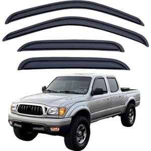 Rain Guards Compatible with 2001-2004 Toyota Tacoma Crew Cab, Acrylic Slim Style Window Visor Rain Guard, Side Window Deector for Toyota Tacoma Accessories 4 Pieces, 2002 2003