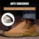 GLANOUDUN Welding Work Boots for Men Slip on Steel Toe Shoes for Men Indestructible Steel Toe Boots Welder Men's Working Shoes Fireproof Safety Footwear for Construction Men's Work & Safety Footwear (3005 Brown, 12)