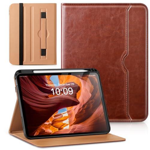 Akkerds Compatible for iPad (A16) 11th Generation Case 11 Inch 2025, for iPad 10th Generation Case 10.9 Inch 2022 with Pencil Holder, Protective Leather Business Stand Cover, Multiple Angles, Brown