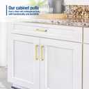 JOY DECOR 4 Pack Cabinet Handles, Gold Cabinet Pulls, 5 Inch Kitchen Closet Handles Square Drawer Pulls Stainless Steel Drawer Hardware, 128mm Hole Centers