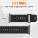 Sport Bands for Apple Watch Ultra 3 2 1 Band 49mm 46mm 45mm 44mm 42mm Women Men,Rugged Wide Silicone Waterproof Wristbands with Metal Adapter Strap for iWatch Series 11 10 9 8 7 6 5 4 SE 3 2,Ultra/3/2, Black