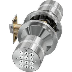 Signstek Keyless Entry Door Lock, Door Knob with Keypad, Smart Code Door Lock, Mute Mode, Passage Function, Easy to Install, Satin Nickel