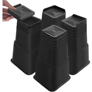 shouwuhho Bed Risers 12 inch Heavy Duty, Oversized Furniture Risers Support up to 6,000 Lbs for Sofa Table Couch Chair Leg Frame Dorm (4 Pack, Black, 12 inch)