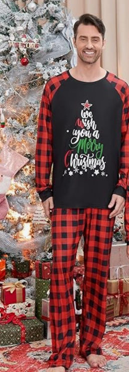 VS&LLWQ Family Christmas Pjs Matching Sets Christmas Pajamas for Family Christmas Elf Pjs Holiday Xmas Jammies Set (Men XX-Large, Ab2)