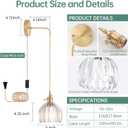 Vintage Wall Sconce Wall Lamp with Clear Tulip Glass Shade Hanging Wall Sconce with 4.9FT Plug in Cord, Modern Wall Lamp Fixtures Decor for Bedside Bedroom Indoor Doorway