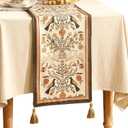 Floral Linen Long Table Runner 71 Inches Long,Luxury Vintage Rustic Italian Home Decor,Decorative Runner Table Cloth for Coffee & Dining Table and Living Room,12"x71" - Seville