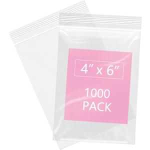 iMailer - 1000 Pcs- 4" x 6" Clear Small Zip Bag - Reclosable Zip Plastic Poly Bags 2 Mil with Resealable Lock Seal Zipper for Photo, Jewelry, Bakery, Treats, Party Favors