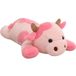 YESGIRL 25.6 inch 5 lbs Cow Weighted Stuffed Animals, Large Weighted Plush Animal, Cute Plush Toy Pillow, Soft Kawaii Plushie Gifts for Adults, Kids, Boys and Girls(Pink)