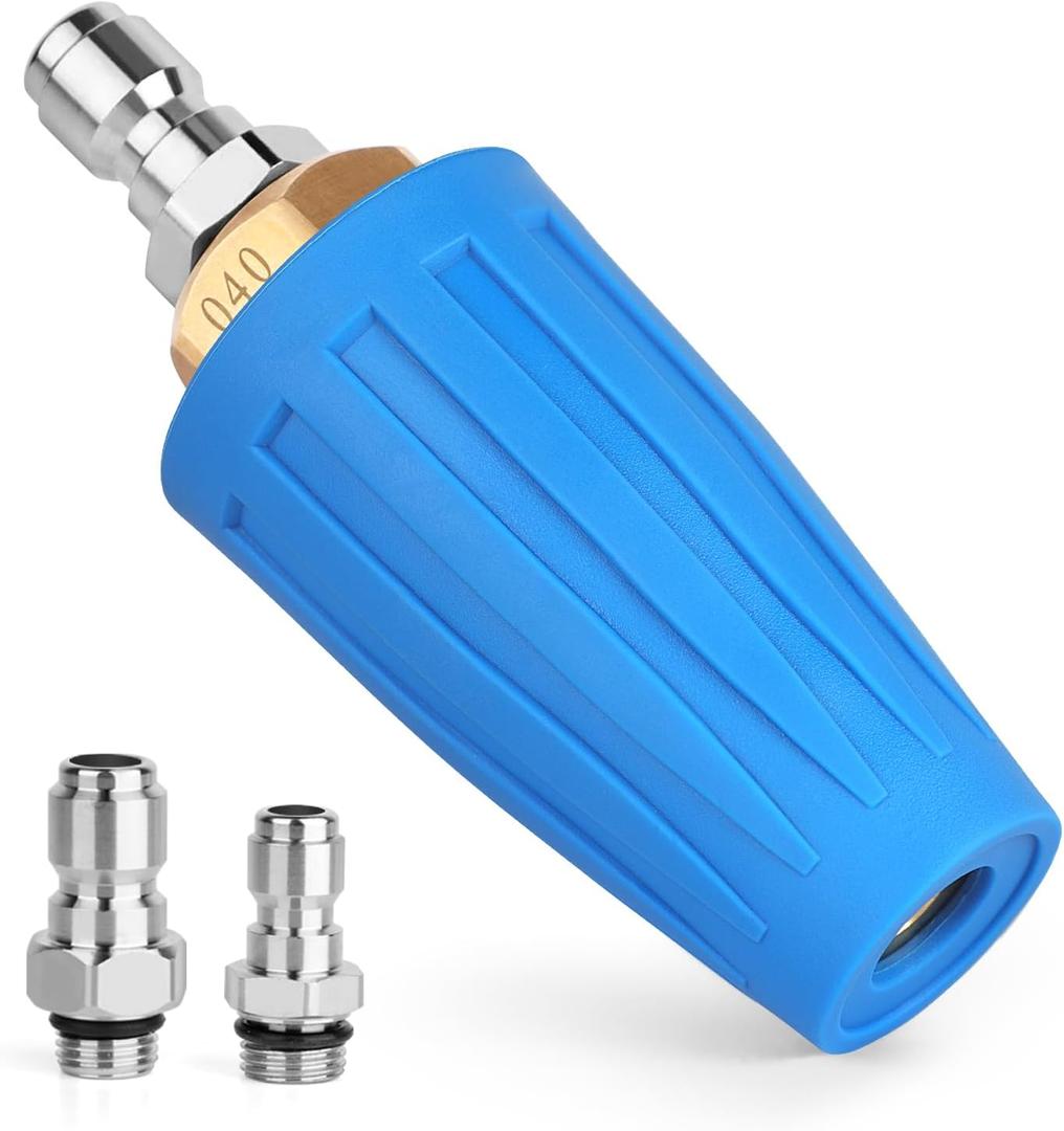 Turbo Nozzle Pressure Washer, 4000 PSI Max. 4.0 GPM Rotating Turbo Nozzle with 1/4'' 3/8'' Quick Connect Power Washer Turbo Nozzle for Garden Car Concrete Brick Vinyl Surface Outdoor Use (Blue) Turbo Nozzle Pressure Washer, 4000 PSI Max. 4.0 GPM Rotating Turbo Nozzle with 1/4'' 3/8'' Quick Connect Power Washer Turbo Nozzle for Garden Car Concrete Brick Vinyl Surface Outdoor Use (Blue)