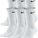 NIKE Performance Cushion Crew Socks with Bag (6 Pairs) (White, M)