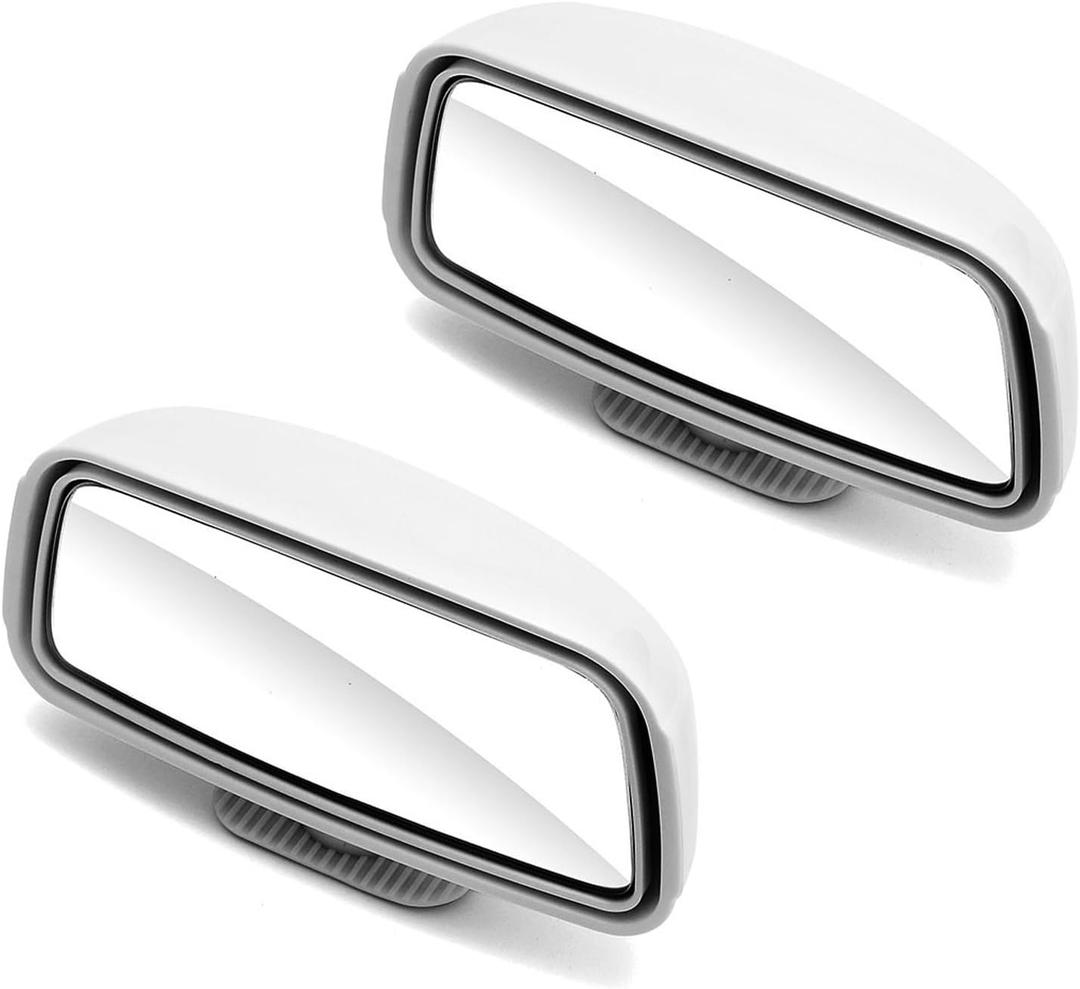 Blind Spot Mirror for Cars - Auto Adjustable Wide Angle Convex Rear View Mirror - Stick On Design (White-2 Pack)