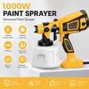 1000W High Power Paint Sprayer - HVLP Electric Spray Paint Gun with 4 Copper Nozzles & 3 Patterns, Large Capacity Power Painter for Furniture, Cabinets, Fence & House Painting Yellow