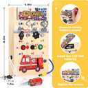 Busy Board for Toddlers 1-3 Montessori Toys - 2 in 1 Wooden Sensory Toys with LED Light Switches & Screwdriver Board - Fire Truck Toddler Learning Toy for 2 3 4 Year Old Boy Girl Car Plane Travel