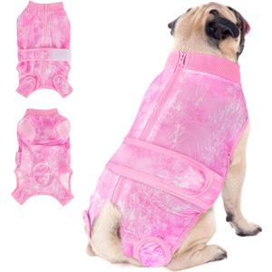 SlowTon Dog Surgery Recovery Suit - Zipper On Dog Onesies After Surgery for Female Male Dogs, Abdominal Wounds Bandages Cone/E-Collar Alternative Dogs Surgical Body Suit Shirt (Pink, XXL)