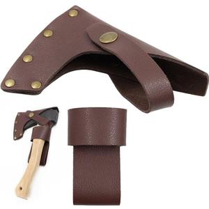 Genuine Leather Axe Head Cover - Hatchet Sheath for Outdoor Camping Blade Protection - Portable Small Hatchets Sheath with Belt Loop Axe Protector, Brown -2 Piece