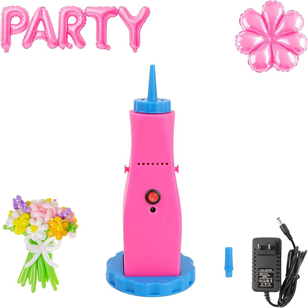 Balloon Pump Electric Air Pump for Long Balloon Inflator Blower Machine for Birthday Party Celebration Balloons Decorations for Foil Twisty Animal Balloons globos (Red)