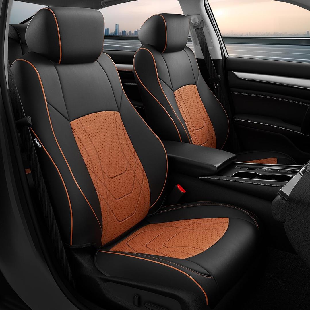 FREESOO Custom Fit Accord Seat Covers LX 2018 2019 2020 2021 2022, Luxury Leather Car Seat Covers, Waterproof Seat Covers for Cars Full Set, Black Brown