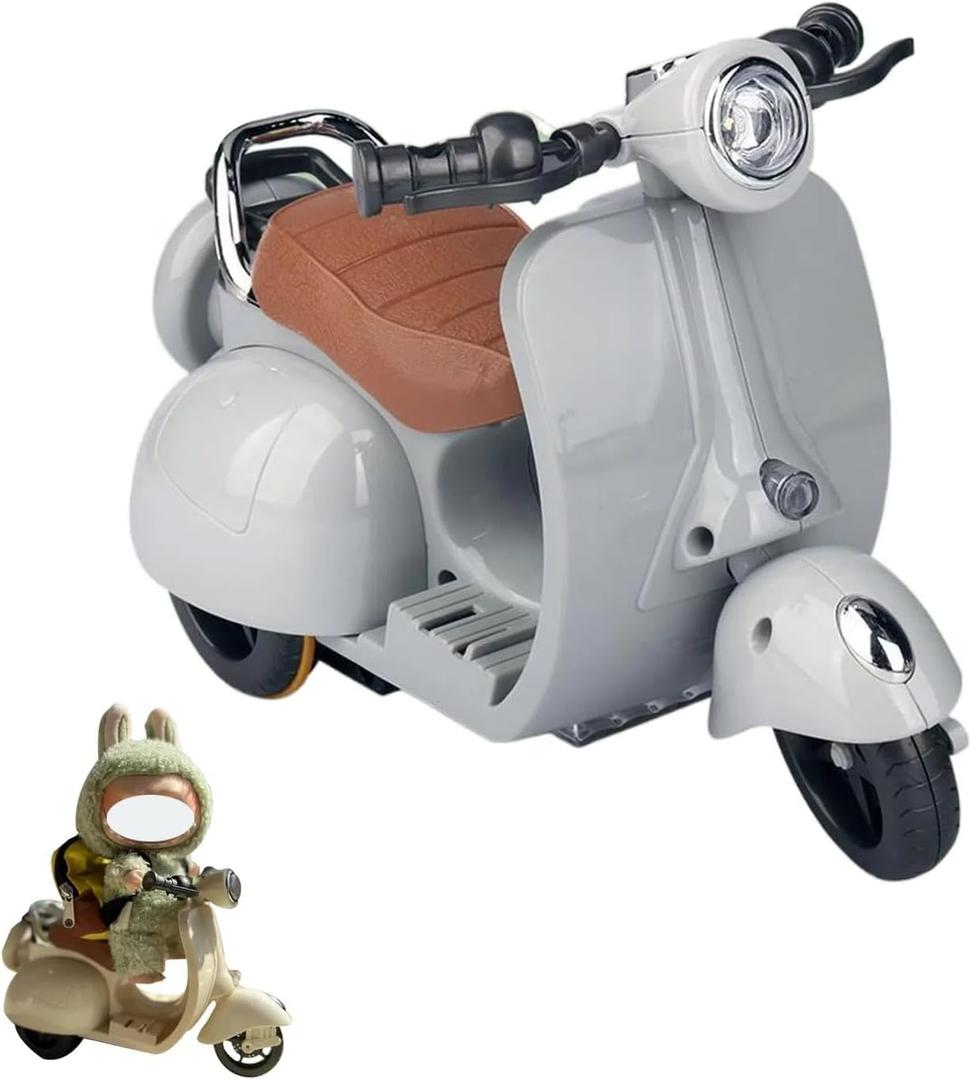Scooter for Labubu with Light and Music, Have A Seat for Labubu Accessories, Mini Electric Doll Scooter Interactive Decor Desktop Ornaments for Labubu Collectors
