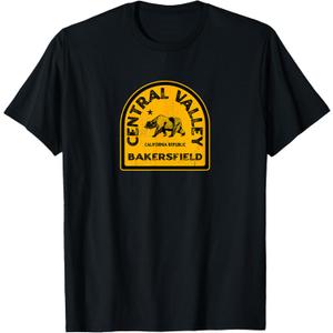Bakersfield CA Vintage Style Central Valley California T-Shirt (XL, Black)