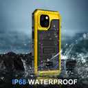 Beasyjoy for iPhone 15 Case Waterproof, Metal Heavy Duty Full Body Protective Case with Built-in Screen Protector, Military Grade Shockproof Dustproof Defender Rugged Cover for iPhone 15 6.1", Yellow