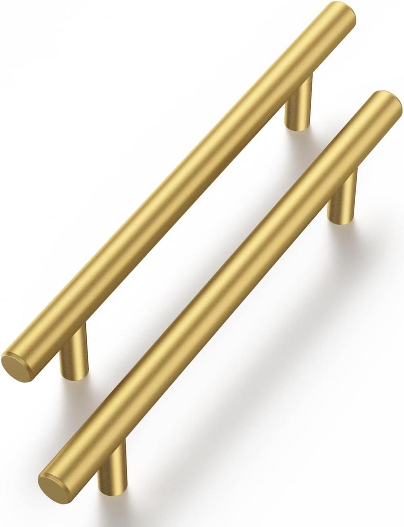 Haliwu 30 Pack Cabinet Handles Brass Gold Cabinet Pulls 4 Inch Hole Center Drawer Pulls Modern Bar Dresser Handles for Bathroom Kitchen Bedroom