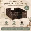 Nitial Set of 8 Wicker Storage Baskets, 16 x 12 x 5 Inch, Dark Brown
Wicker Water Hyacinth Pantry Basket, Rectangular Woven Bin for Shelves, Foldable Rattan Organizer, with Handle, Label, Marker