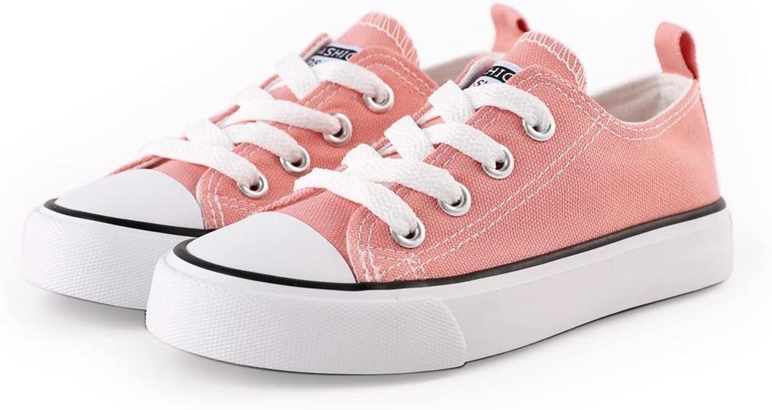 PATPAT Toddler Sneakers Girls Tennis Shoes for Boys Kids Slip On Sneakers Little Big Lace Up Casual Canvas Shoes