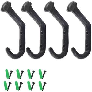 Tinsow Wall Mount Coat Hanger Hooks Rustic Farmhouse Cast Iron Towel Hanger (4)