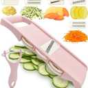 Mandoline Slicer for Kitchen Slicer Vegetable Cutter 5 In 1 Veggie Slicer Potato Slicer waffle fry cutter Hot Swap Mandolin with Peeler for Vegetables Carrot Shredder Cucumber Slicer - Pink