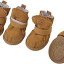 URBEST Dog Shoes with Hook Loop Closure Booties Pet Dog Chihuahua Shoes Boots, 4Pcs (5#, Brown)