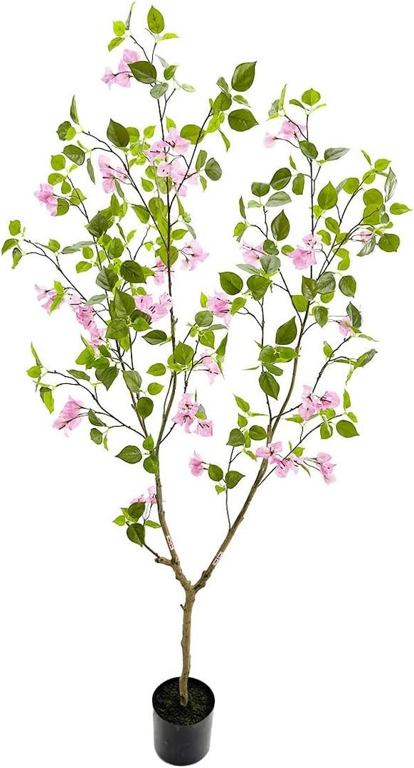 VIGGDA Artificial Tree Faux Bougainvillea Tree 6ft Tall Fake Bougainvillea Plant in Pot Fake Silk Tree Faux Plants Indoor(1pack)