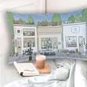 Cute Pillowcases Kawaii Pillowcase, Anime Bunny and Bear Aesthetics Pillow Case,Pastel Beige Brown and Green Cute Pillow Cases,Anime Street Plant Aesthetics Pillow Covers 20"x30" Inches