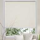 Persilux Free-Stop Cordless 100% Blackout Roller Blinds for Indoor Windows, Natural Woven Fabric UV Protection Privacy Thermal Insulated Roller Shades for Windows, Home, Office, Cream 35.5" W x 64" H (Cream (100% Blackout))