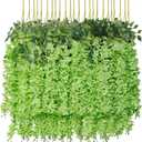 U'Artlines 36 Pack (Total 139 Feet) Artificial Fake Wisteria Vine Rattan Hanging Garland Silk Flowers String Home Party Wedding Decor (36, Green)