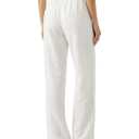 Zylioo White Linen Palazzo Pants for Tall Ladies 6Ft Height, High Waisted Long Casual Trousers, 2XL