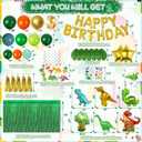 125pcs Dinosaur Birthday Party Decorations, Dinosaur Balloons Arch Garland Kit with Fringe Curtain, Balloons for Party Baby Shower Decorations for Boy Kids (Green and Gold)
