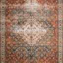 Loloi Layla Collection LAY-05 Ocean/Multi 2'-3" x 3'-9" .13" Thick Accent Rug, Soft, Durable, Vintage Inspired, Distressed, Low Pile, Non-Shedding, Easy Clean, Printed, Living Room Rug