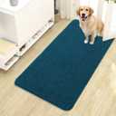 OLANLY Dog Door Mat for Muddy Paws 44x24, Absorbs Moisture and Dirt, Absorbent Non-Slip Washable Doormat, Quick Dry Chenille Mud Mat, Entry Indoor Entryway Carpet for Inside Floor, Atlantic Blue