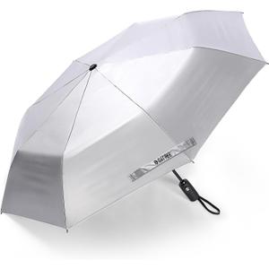 G4Free UPF 50+ UV Protection Large Travel Umbrella 46 Inch Auto Open Close Windproof Sun Blocking Umbrella (Black/Silver)