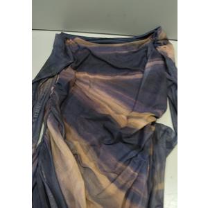 Acelitt Off the Shoulder Dress for Women 2026 Tie Dye Mesh Long Sleeve Ruched Bodycon Cocktail Party Mini Dresses M
