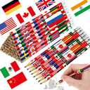 Outus 30 Pcs World Flags Pencils International Flags Pencils with Erasers 100 Day of School Pencil Multicultural Pen Country of The World Back to School Supplies for Schools First Day Labor Days