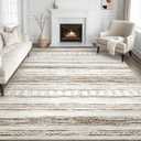 Tortania Area Rug Living Room Rugs - 8x10 Washable Large Soft Neutral Boho Moroccan Bohemian Farmhouse Rug Indoor Floor Carpet for Bedroom Under Dining Table Home Office Decor - Cream Brown