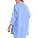 Breezy Lane Womens Swimsuit Cover Up Button Down Long Sleeve Beachwear Blue (M)