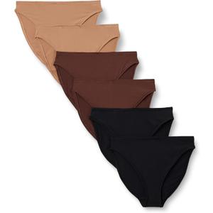 Amazon Essentials Women's Peached Microfiber High Waisted High Leg Panty (XX-Large, Black/Rich Hazel/Washed Bronze)