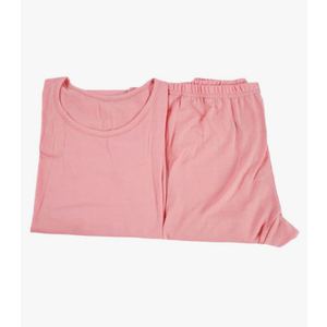 Ownwfeat Wool Women Thermal Underwear Set Wool Basic Lightweight Thermal Set Long Sleeve Top +Bottom, Color: Pink Set, Size: Small