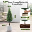 3FT Artificial Topiary Cedar Trees Outdoor, Outdoor Topiary Set of 2 Faux Cypress Plants with Ground Spike, UV Resistant Topiary Trees for Front Porch Garden Backyard Room Decor