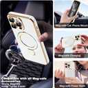 Compatible with iPhone 13 Pro Max Case with Magnetic Ring Stand [Compatible with Mag-Safe] Full Camera Lens Protector Soft Plating Shockproof Phone Case for iPhone 13 Pro Max 6.7", White