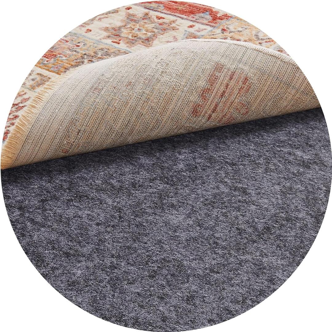 Veken 5 Ft Round Non Slip Cushioned Rug Pad Gripper, Felt and Silicone Backing, 1/4 inch Thick Carpet Liner for Hardwood Floors and Finishes, Under Area Rugs Anti Skid Mat, Keep Rugs Safe and in Place