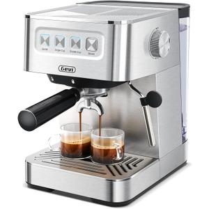 Gevi Espresso Machine 20 Bar, Coffee Machine with Milk Frother, Stainless Steel Espresso Maker for Cappuccino, Latte, Silver